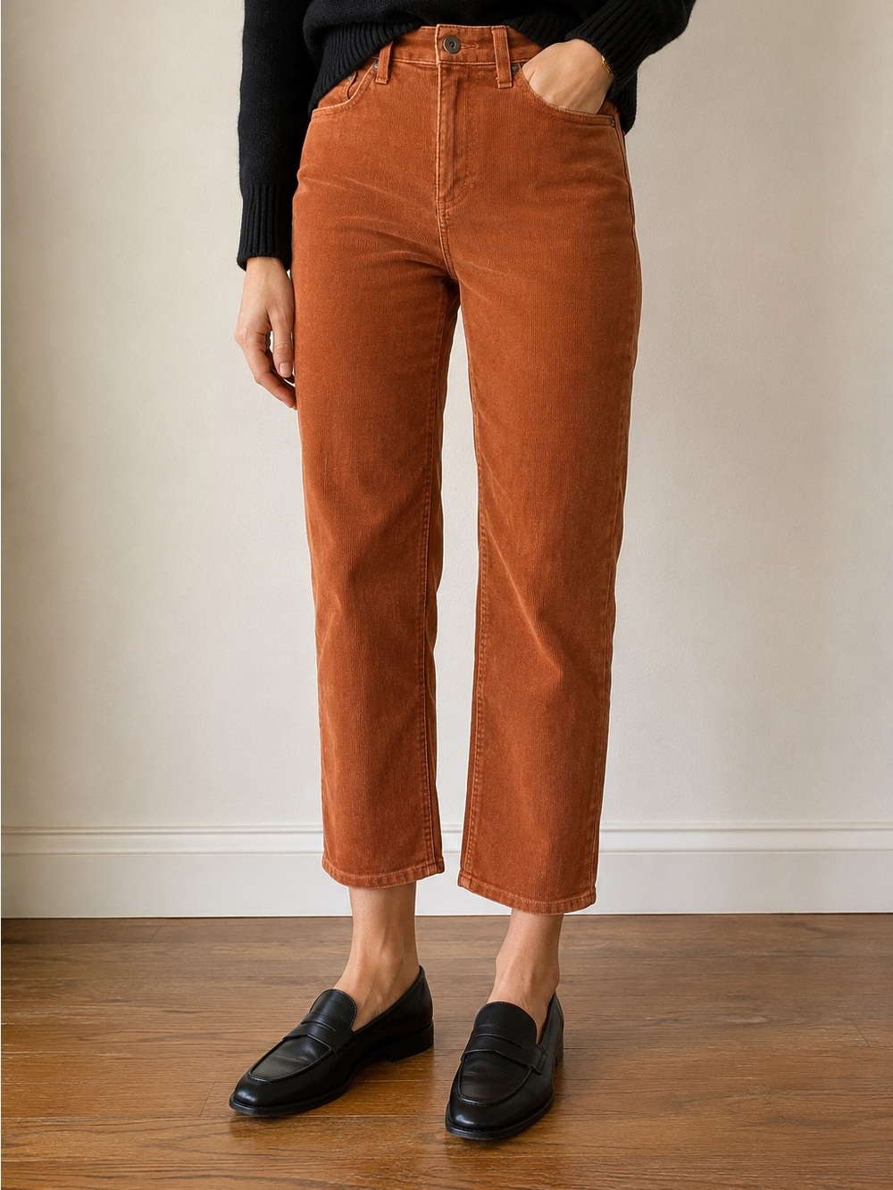 Ag Adriano Goldschmied Mari High-Waist Straight Leg Rust Corduroy Ankle Jeans 27